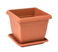 Pot De Fleurs Carré 1,7 L Cache Pot Jardinière En Plastique Terre Cuite Marron 15x15x13 Cm Pot Avec Soucoupe Multicolore