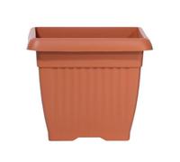Pot de fleurs carré 1,7 L cache pot jardinière en plastique terre cuite marron 15x15x13 cm usage interieur exterieur