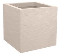 EDA Plastiques Pot de fleurs carré Volcania Up 21 L Intérieur/Extérieur Décor pierre Beige calcaire