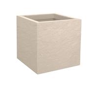 Pot de fleurs Carré 30 cm - - Volcania Up - 21 L - Intérieur/Extérieur - Décor Pierre - 29,5 x 29,5 x H29,5 cm - Beige Calcaire