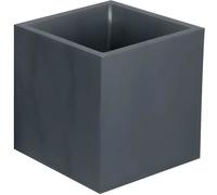 EDA - Pot Carré 40 cm Volcania 31 L - Décor Imitation Pierre - Double Paroi - Zone de Rétention d'Eau - 39,5 x 39,5 x 43,5 cm - Gris anthracite