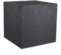 EDA - Pot Carré 50 cm Volcania 57 L - Décor Imitation Pierre - Double Paroi - Zone de Rétention d'eau - 49,5 x 49,5 x 49,5 cm - Gris Anthracite