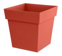 EDA Plastiques Pot de fleurs carré Toscane 32 cm 22 L Intérieur/Extérieur Orange Terre Battue