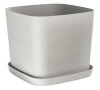 Pot de fleurs carré - GARDEN ID - Swing Carré - 36 L - 40 x 40 h 32 cm - Pierre Blanche
