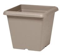 Pot De Fleurs Carré - Garden Id - Teramo Taupe - 40 X 35 Cm - Résistant Aux Rayures - Effet Pierre - Avec Trous