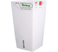 Pot en plastique carré avec réserve d'eau 52 cm Eva Blanc - Blanc