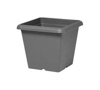Pot De Fleurs Carré - - Teramo Noir-Anthracite - 40 X 35 Cm - Résistant Aux Rayures - Effet Pierre - Avec Trous