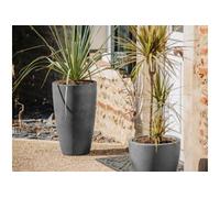 Pot de fleurs conique Basalt Up - Ø 38 x 61 cm - 49 L - Gris anthracite -