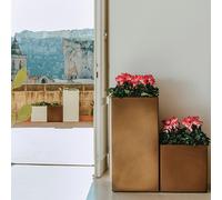 POT DE FLEURS CUBE H80 40X40 EN RÉSINE PLUSIEURS COULEURS DISPONIBILES JARDIN