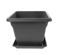 Pot de fleurs de 40 x 40 cm avec soucoupe - Grand pot de fleurs en plastique résistant au gel pour l'extérieur - Fabriqué en Allemagne - Grand pot de fleurs avec protection UV et réservoir d'eau -
