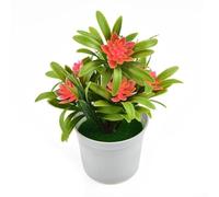 Pot de fleurs de lotus décoratif artificiel avec feuilles qui ne se décolorent pas, arrangement floral en plastique, pour maison, bureau, restaurant, mariage, cour, fête (orange)