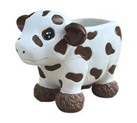 Pot De Fleurs De Vache Des Highlands - Jardinière En Résine De 4 Pouces, Récipient De Stockage De Yak, Pot Succulents De Conception De Plateau Avec Fonction De Drainage De L'eau | Intérieur Extér