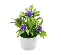 Pot de fleurs décoratif en plastique avec lotus et feuille réalistes pour maison, bureau, mariage, fête, cour, restaurants et magasins (violet)