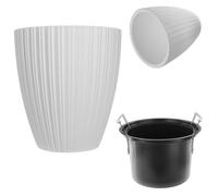 Pot de fleurs décoratif KADAX avec insert intérieur, 40 cm, blanc
