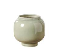Pot de fleurs décoratif moderne en céramique émaillée avec trou de drainage - Grand pot de fleurs rond pour maison, jardin, balcon, chambre, bureau, terrasse (vert)