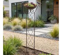 Pot de Fleurs Décoration Jardin Bain D'Oiseaux Tuteur Vogelskulptur Marron 82cm