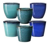 Pot de fleurs Deroma coloris bleu en terre cuite Ø.28 x H.24,8 cm contenance 9,5 L