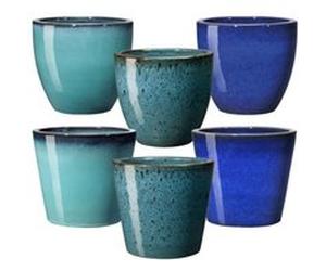 Pot de fleurs Deroma coloris bleu en terre cuite Ø.36 x H.32 cm contenance 17,8 L