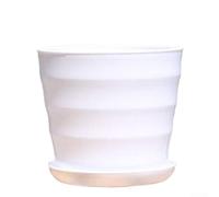 Pot de Fleurs Design avec Drainage - Texture Réaliste pour Plantes d'Intérieur et Extérieur - 13.5cm(White)