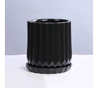 Pot de Fleurs d'intérieur avec Plateau, décoration de Salon et de Pendaison de crémaillère, Pot de Fleurs créatif en céramique résistant à la Corrosion, Pot de Fleurs pour par,Black-14.5cm*17.2cm
