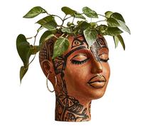 Pot de fleurs d'intérieur - Déesse africaine - Pour femme noire - Unique et innovant - Avec trou de drainage - Pour femme