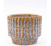 Pot de fleurs Echo - céramique - bleu/marron rustique - Ø10,8 cm - hauteur 9 cm - look artisanal pour petites plantes
