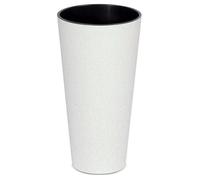 Pot de fleurs - EDANTI - Tubus Slim ECO WOOD - Blanc mat - Ø20 cm - Insert 4 L