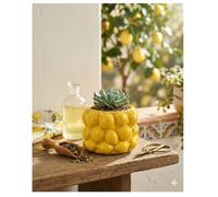 Pot de fleurs - EDEN - Design citron - Céramique durable - Jaune éclatant - 10 x 10 x 8 cm