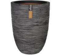 Capi Europe – Pot à fleurs Nature Rib élégant bas – 46 x 58 cm – Anthracite – KOFZ783