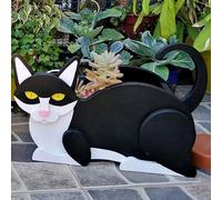 Pot de fleurs élégant en forme de chat siamois, idéal pour les amateurs de plantes qui cherchent à ajouter du charme à leurs espaces intérieurs ou extérieurs (chat noir et blanc)