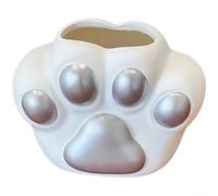 Pot de fleurs élégant en forme de patte de chat - Vase décoratif moderne pour la maison, le bureau - Résine organique (argenté)