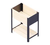 Pot de fleurs en bois avec étagère FRANCE avec côtés en métal noir 118 x 36 x 72 cm pin naturel
