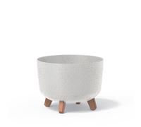 Prosperplast Pot de fleurs bas 6,8 L avec pieds amovibles et insert 285 mm Blanc grès