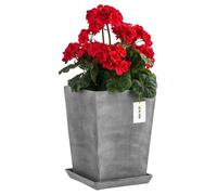 Pot De Fleurs En Céramique 29,5x34 Cm Mat + Soucoupe Gris Intérieur Haut Boîtier Multicolore