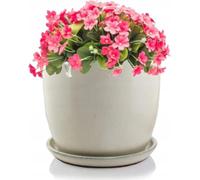 Pot de fleurs en céramique avec socle crème rond 34x41cm
