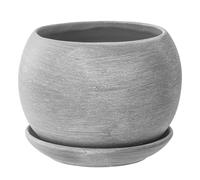 Pot de fleur gris foncé avec soucoupe Rond 140 mm x 130 mm Surface mat céramique