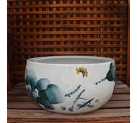 Pot de Fleurs en céramique de Jingdezhen Peint à la Main Bleu et Blanc en Porcelaine Corne d'abondance pour Balcon Arbre Pivoine Arbre de Fortune,B-sans Trous