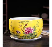Pot de Fleurs en céramique Peint à la Main Style Chinois pour intérieur et extérieur avec bac d'égouttage Vase Classique Chinois (D 28 x 17 cm),D-28 * 17CM