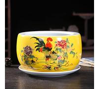 Pot de Fleurs en céramique Peint à la Main Style Chinois pour intérieur et extérieur avec bac d'égouttage Vase Classique Chinois (A 28 x 17 cm),A-28 * 17CM