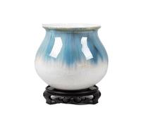 Pot de fleurs en céramique personnalisé avec base - Pot de fleurs rond pour plantes vertes, grandes orchidées, bonsaï succulent, décoration d'intérieur.