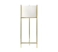 Pot de fleurs en céramique pour jardin domestique avec support en métal, support de pot en métal, support de pot de fleurs intérieur, présentoir pour plantes et ensemble de jardinières, doré, taille