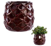 Pot De Fleurs En Céramique Structure Décorative Ø15 Cm H 15 Cm Rouge Brillant Multicolore