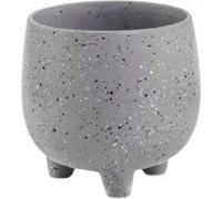 Pot de fleurs en céramique sur pieds 13 cm gris