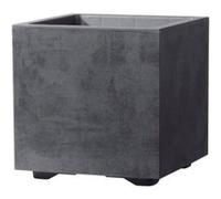 Pot de fleurs en cube plastique gris anthracite 25 x 25 cm avec réserve d'eau Deroma