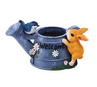 Pot de Fleurs en Forme d'arrosoir, Statue de Lapin et d'oiseau, Figurines décoratives pour intérieur et extérieur, pour terrasse, Jardin ou Maison (Couleur : Multicolore, Dimensions : 26 x 1