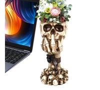 Pot de Fleurs en Forme de tête de Mort pour - Petit crâne décoratif de Table - Décoration de Jardin - Ne Pas Entendre - Ne Pas Lire - Ne Rien dire - Pot de Fleurs pour la Maison, Halloween