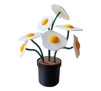 Pot de fleurs en forme d'œuf au plat avec impression 3D - Plante succulente ludique - Décoration de cuisine et de bureau - Décoration originale pour la maison