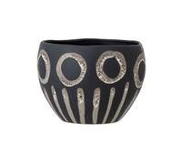 Pot de fleurs en grès noir, rond, décoratif, émaillage réactif, fait main - Bloomingville, Magnus - Ø19 H14 cm