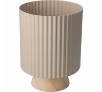 Pot de fleurs en métal avec couvercle sur pied en bois, beige, 18 x 23 cm