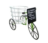 Pot de fleurs en métal avec trois roues pour plantes avec drainage, construction robuste, facile à monter et à entretenir, beau pot de fleurs à trois roues en fer